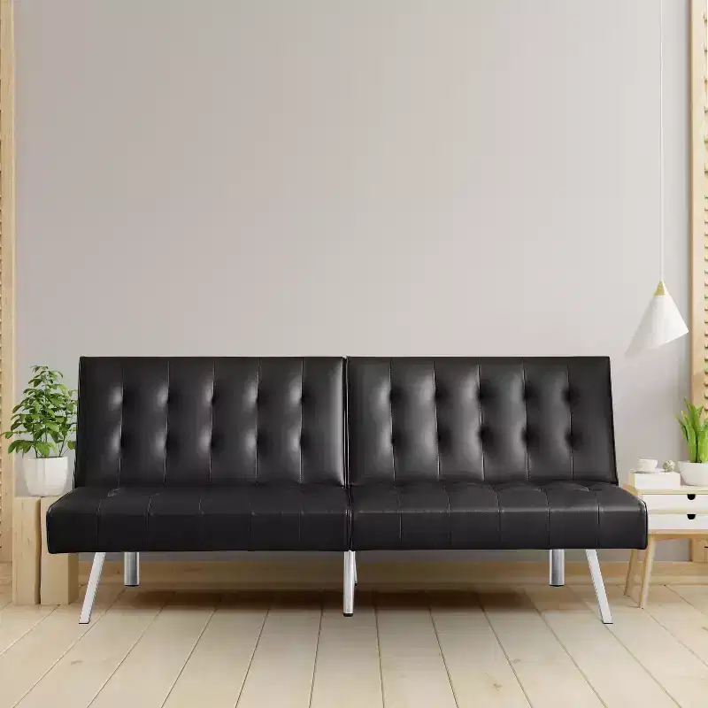 Home Imports Emporium Tufted Split Back Futon Sofa Bed, Convertible Sofa bed with Chrome Legs