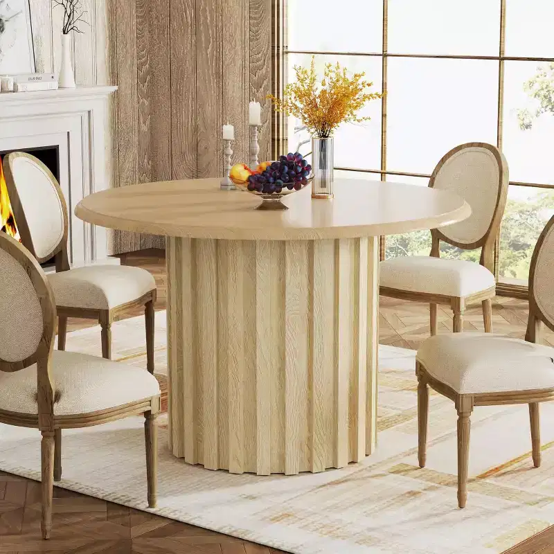 Lantine 43.31 Farmhouse Kitchen Round Dining Table