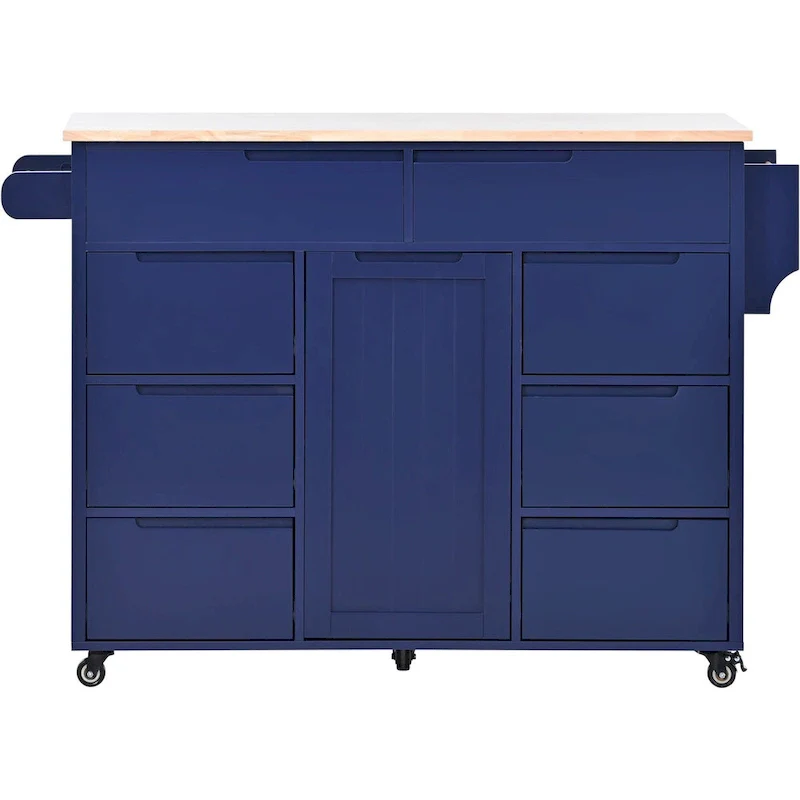 8 Drawer Rubber Wood Kitchen Island