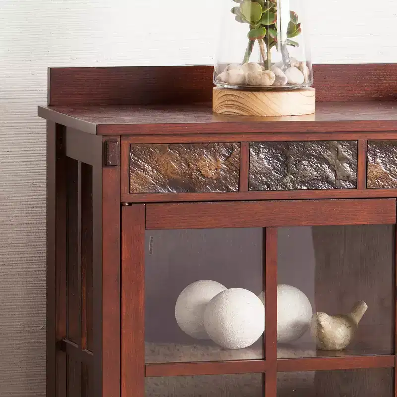 Camino Mission Faux Slate Sideboard And Display Curio - Brown - SEI