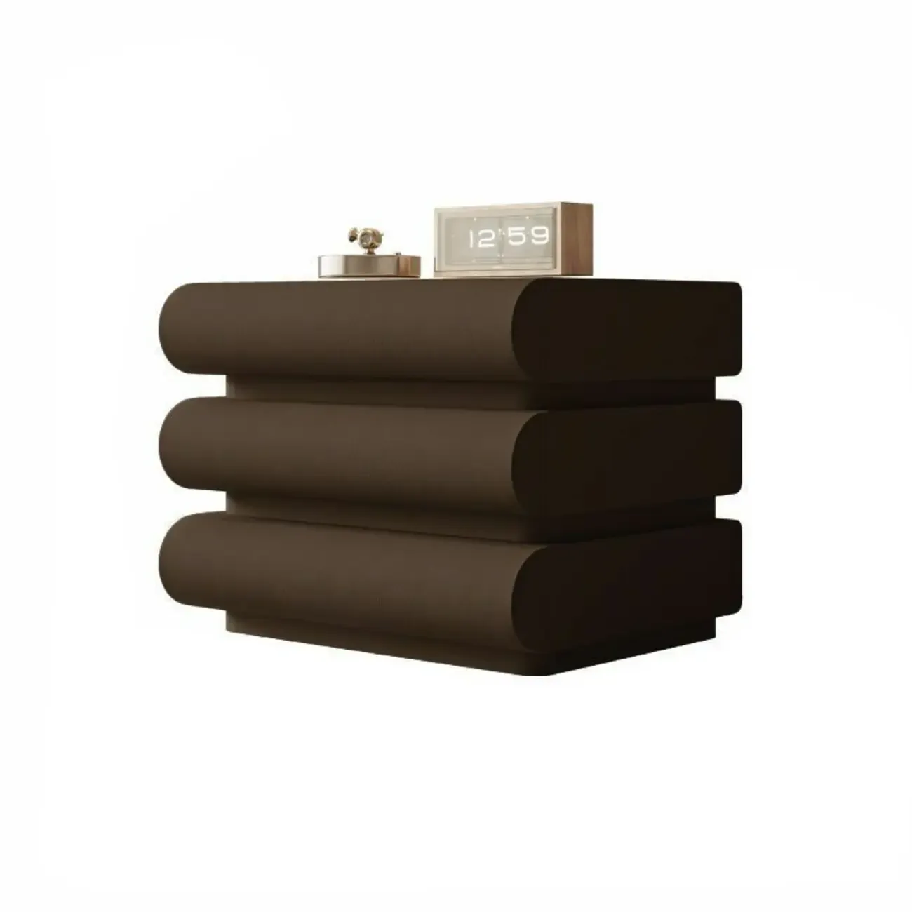 Modern White Pine Wood Leather 2-Drawer Nightstand