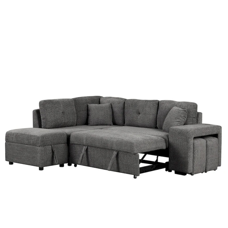 87.7 Convertible Sectional Pull Out Sofa Bed