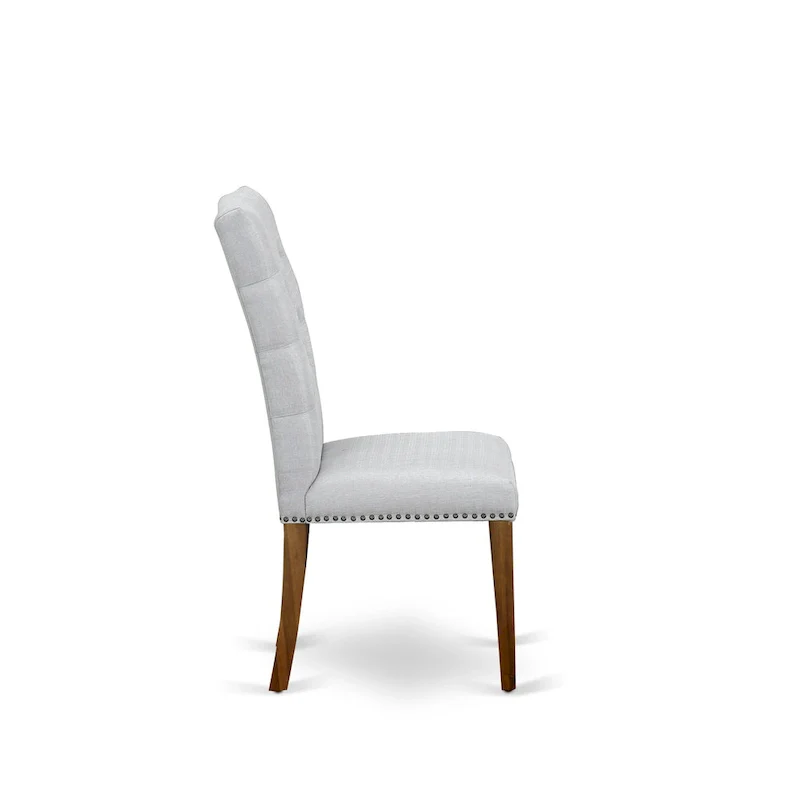 East West Furniture 3 Piece Dining Table Set Contains a Round Dining Table and 2 Linen Fabric Parson Chairs, (Finish Options)