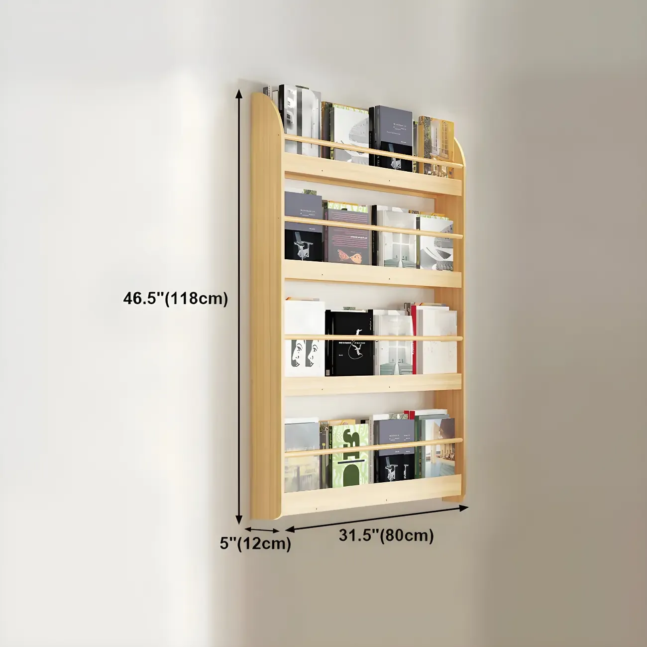 Modern Slim Wood Wall-Mounted Bookshelf