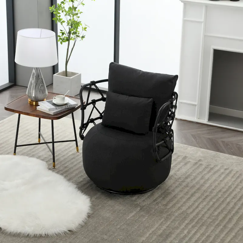 Upholstered Accent Chair with Metal Base