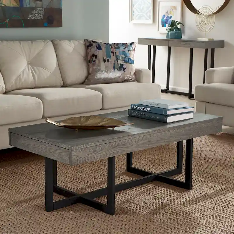 Eldersley Wood Finish Coffee Table with Two Drawers by iNSPIRE Q Modern