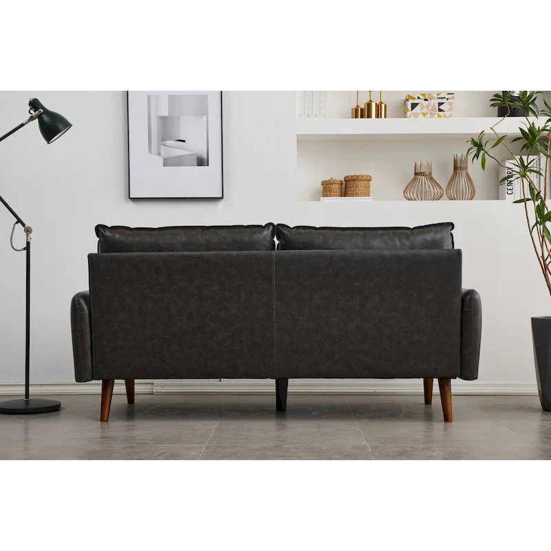 Faux leather 70 Square Arm Sofa