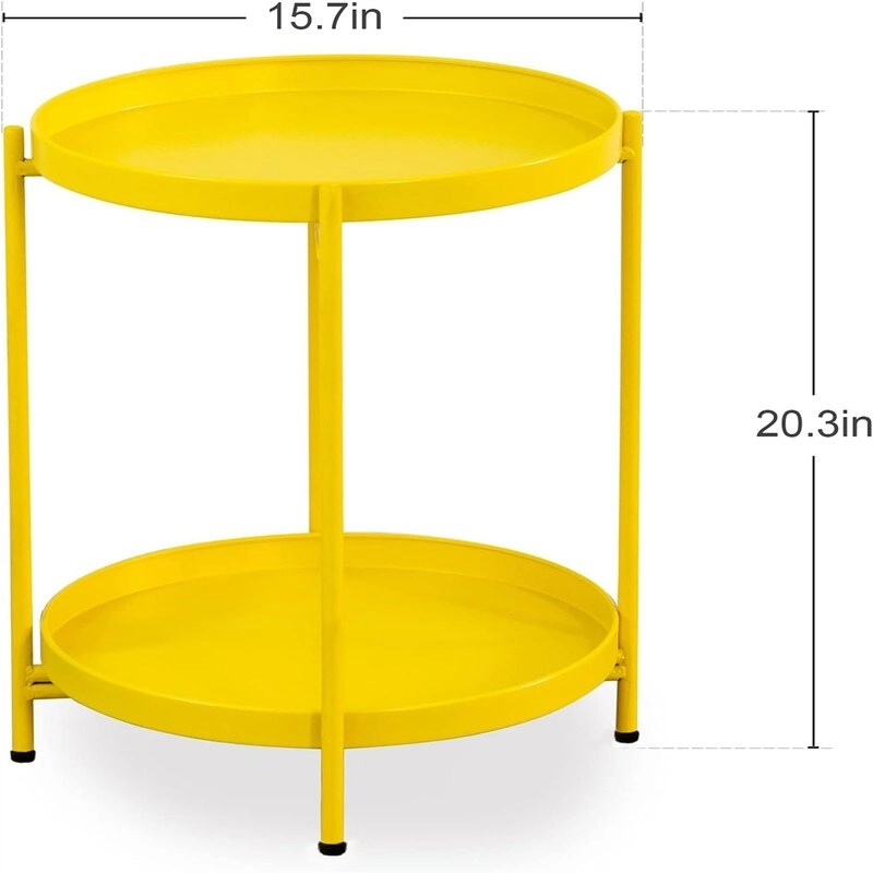 Table 2-Tier Metal Sofa Side Table - 15D x 15W x 20H