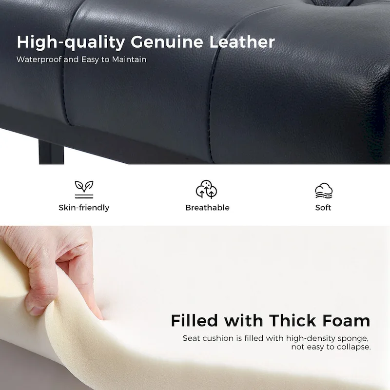 Classic Genuine Leather Bedroom Bench