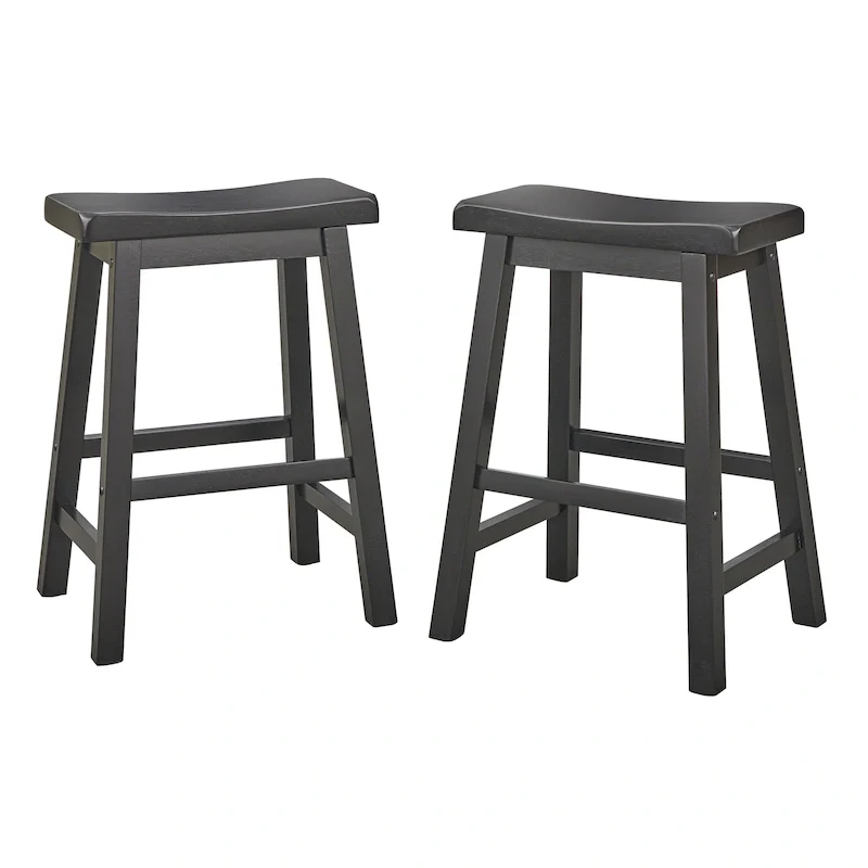 Simple Living Jalen Solid Wood 24-inch Saddle Stool (Set of 2)