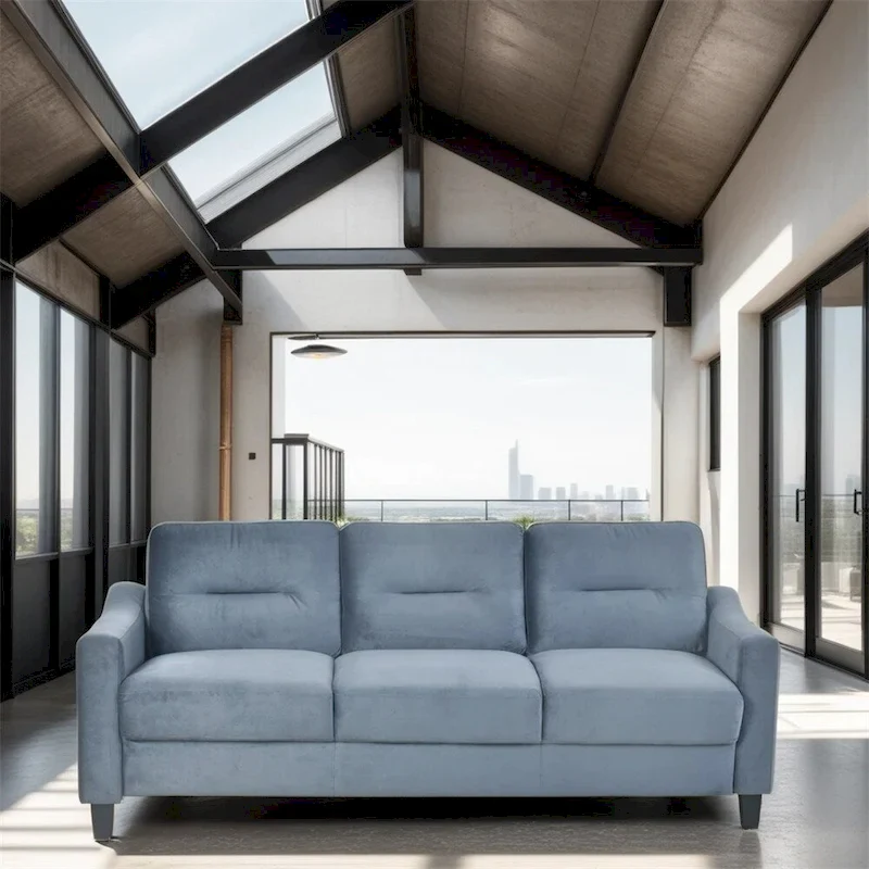 Fabric Sofa with Wood Frame and Legs