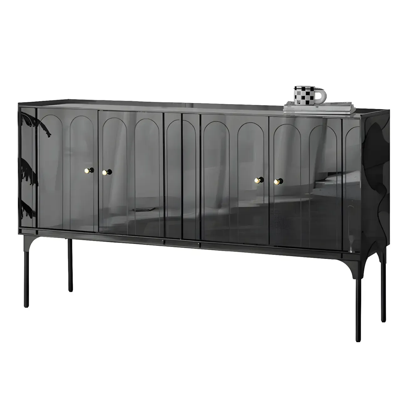 Modern Plastic/Acrylic Sideboard Cabinets with Shelves in Red