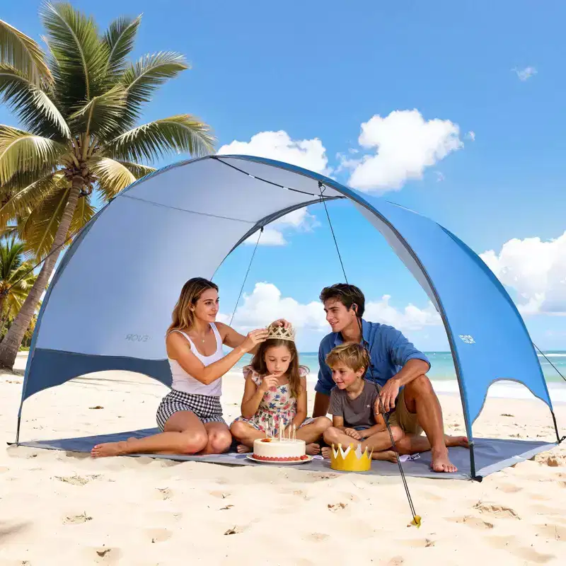 VEVOR Beach Tent Sun Shelter for 4 Person, UPF 50+ Protection, Portable Sun Shade Canopy with Carrying Bag & Ground Stakes, Lightweight ,Blue