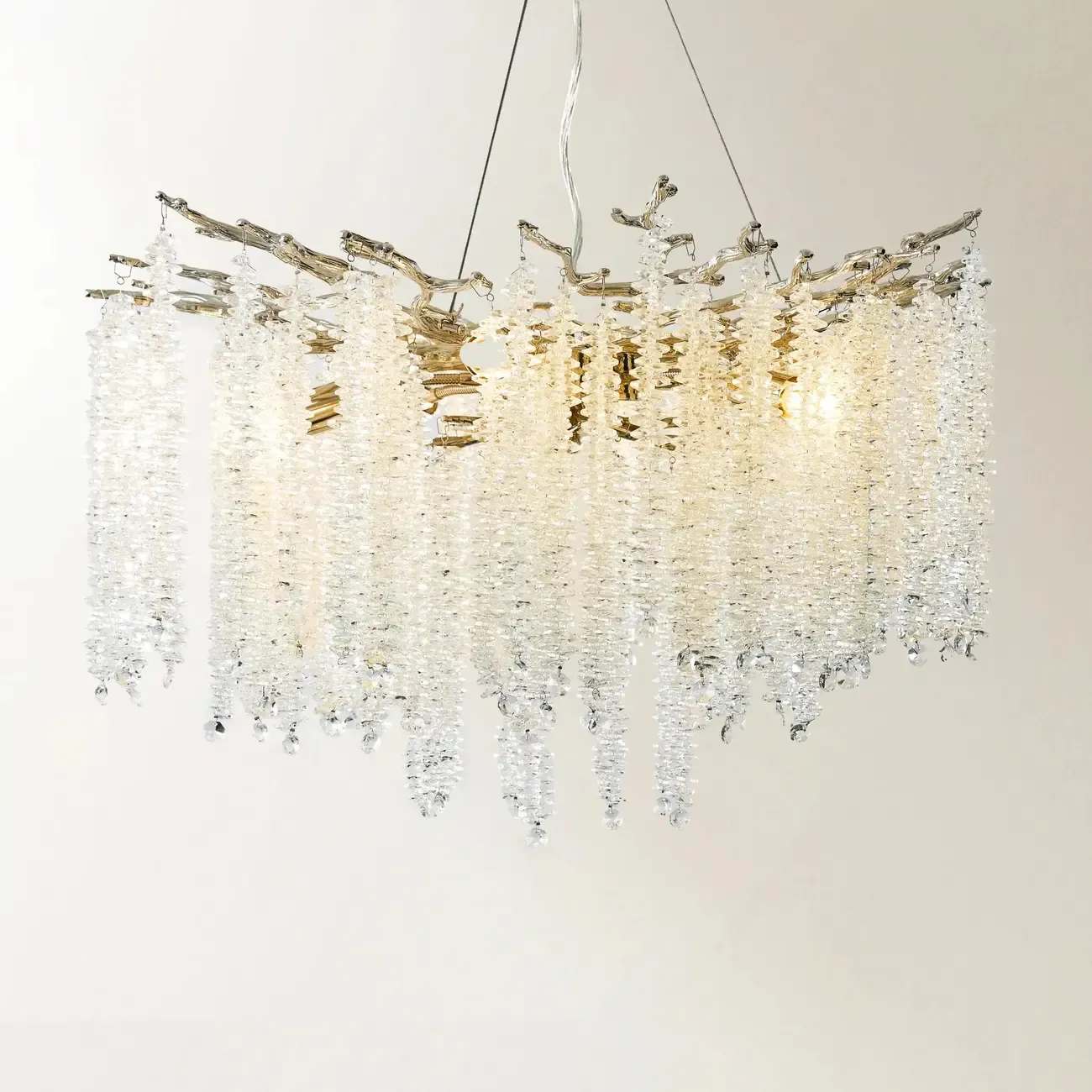 Modern 6-Light Branch Style Crystal Beaded Chandelier