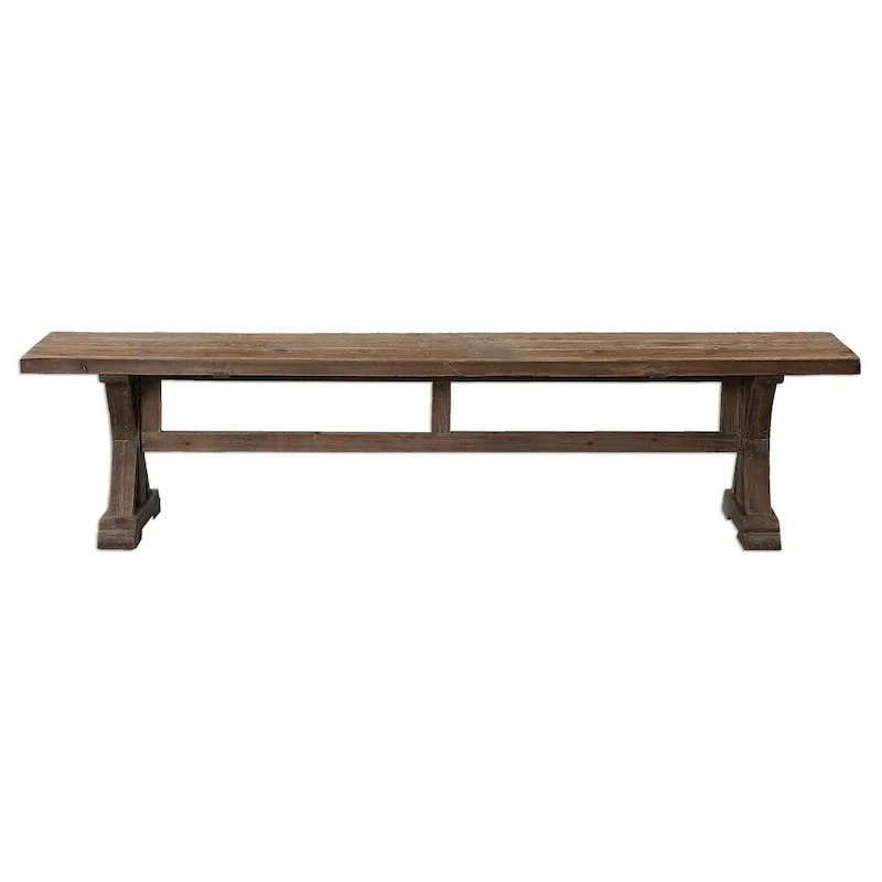 Stony Grey Wash Solid Wood Bench, 1-Seat