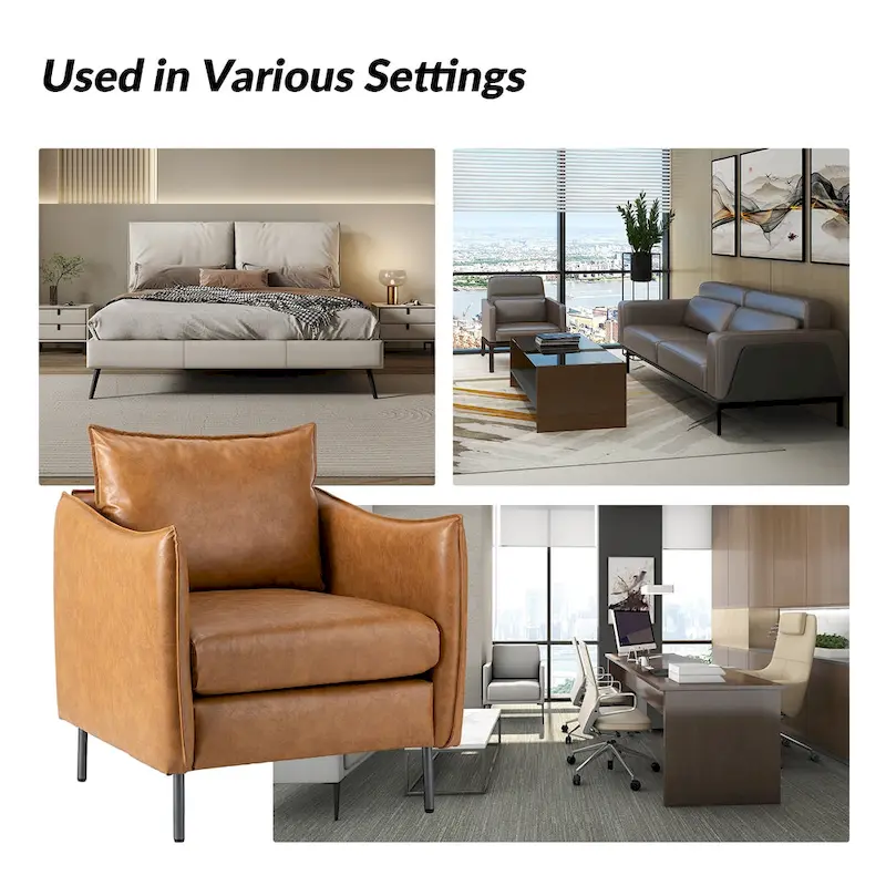 Jaime Modern Vegan Leather Accent chair with Metal Legs Set of 2 by HULALA HOME