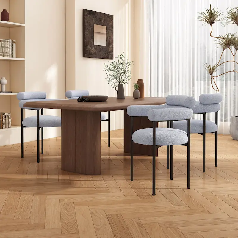 Modern Fabric Dining Chairs with Metal Legs - Set of 2/4, Upholstered Arm Chairs, 265 lbs Capacity