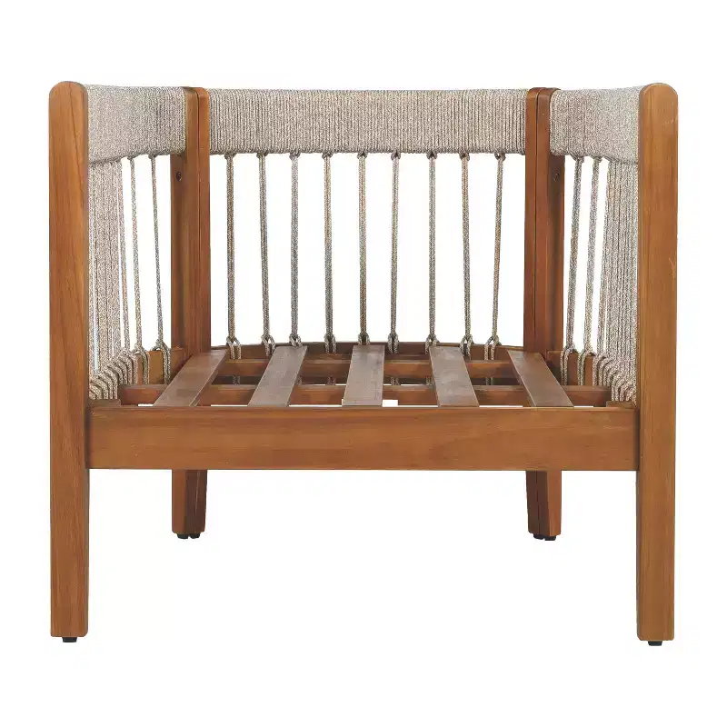 TUYOHW Patio Accent Chairs with Handwoven Rope Frame,2-Piece,Upholstered Outdoor Armchair Acacia Club Chair for Backyard&Garden,400lbs Capacity