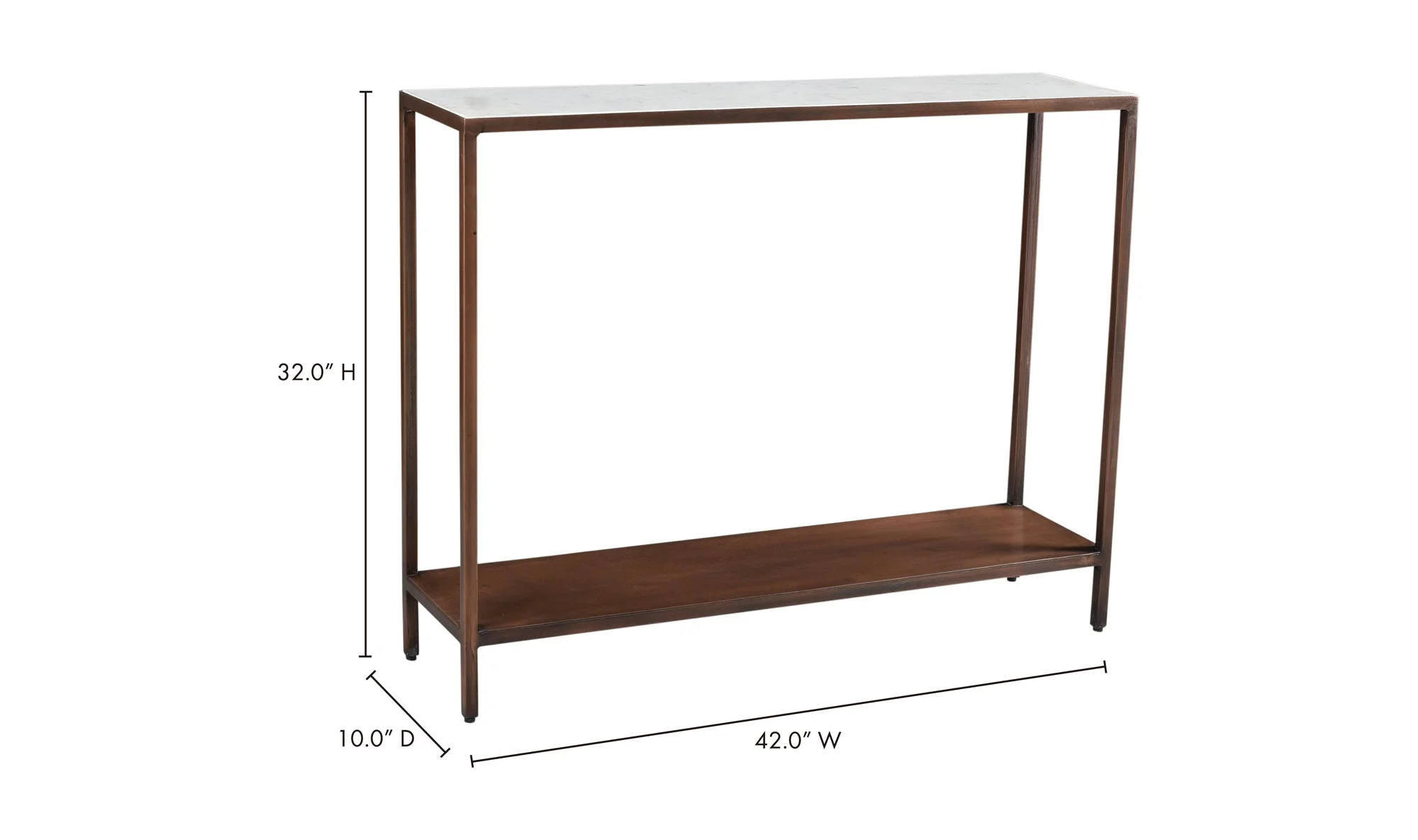 Bottego Console Table Antique Copper
