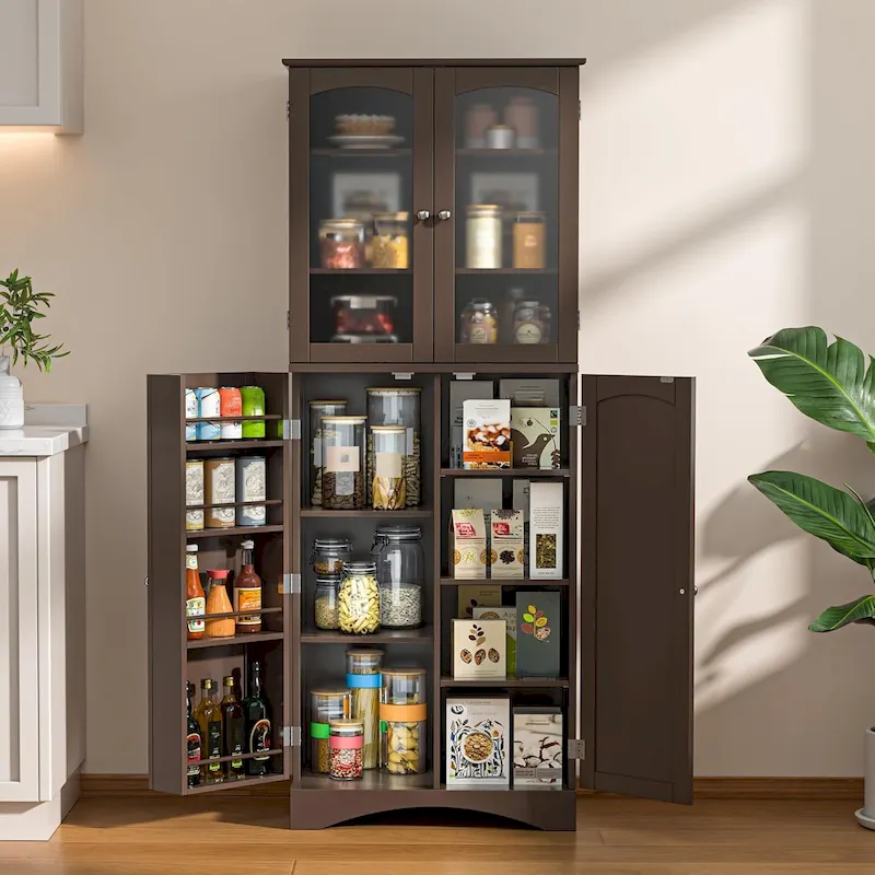 64 inches Tall Kitchen Storage Pantry Cabinet with Adjustable Shelves
