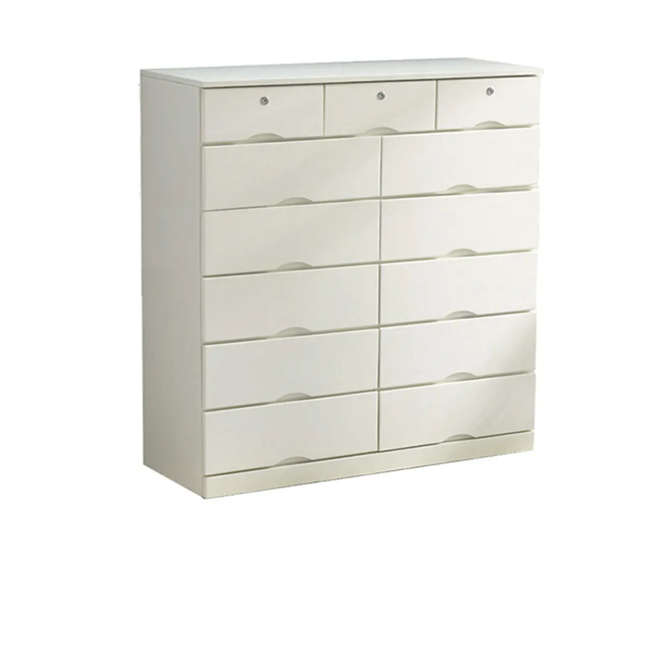 Natural Wood Double Dresser with Lockable Drawer