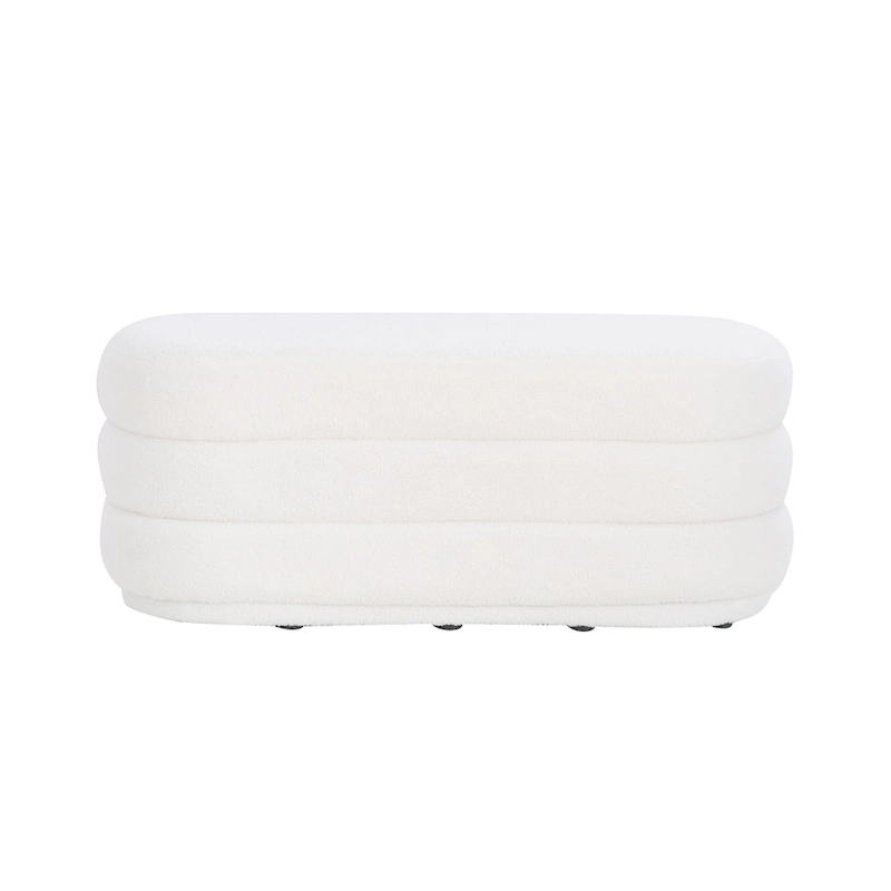 Halley White Oblong Sherpa Ottoman