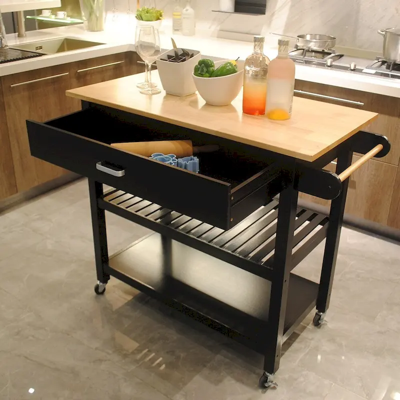 40 Mobile Kitchen Island & Kitchen Cart,with Two Lockable Wheels