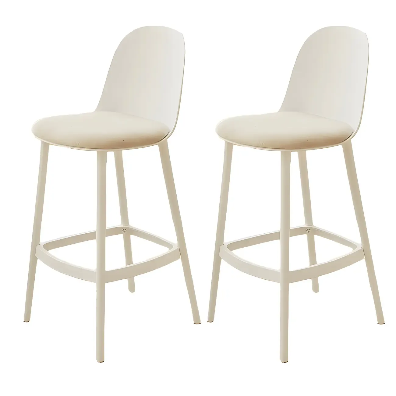 Modern Plastic Upholstered Bar Stool with Footrest