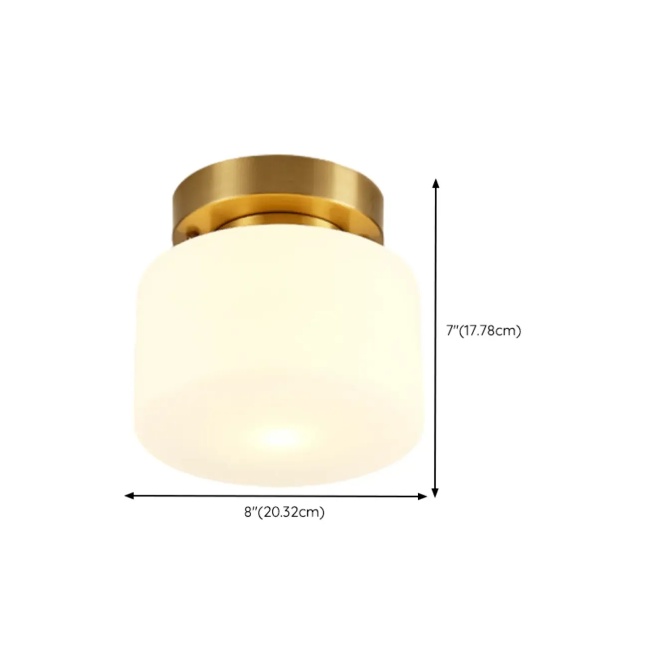 Modern White Glass Drum Golden Semi Flush Ceiling Light