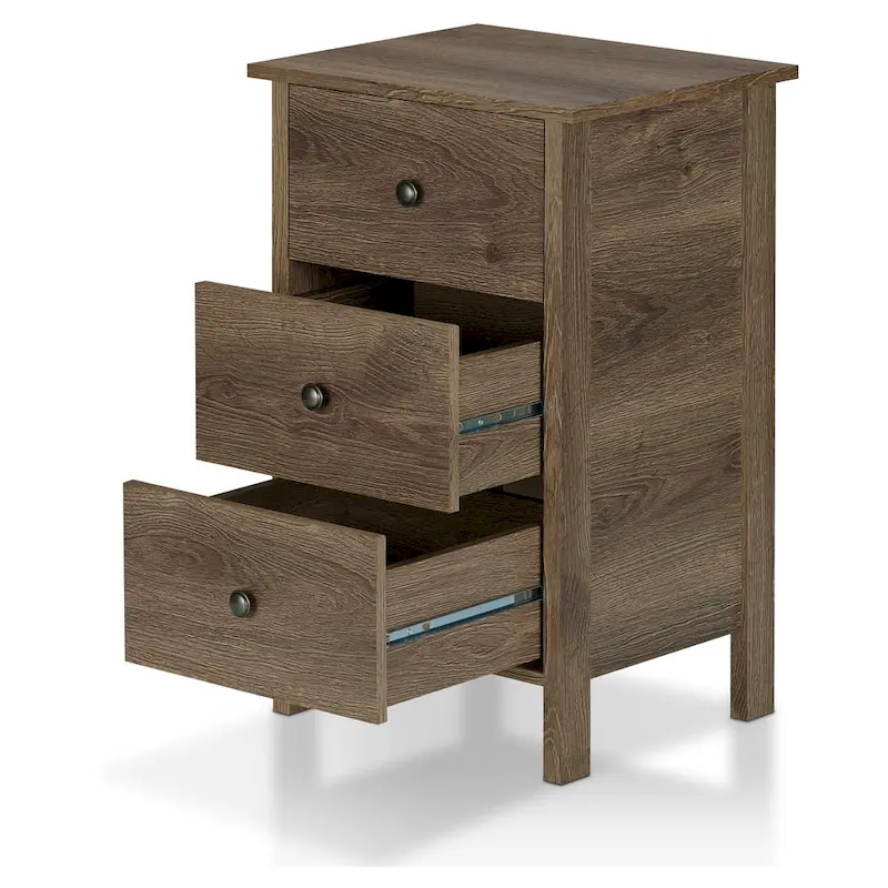 Mulgrew Rustic Distressed Walnut Engineered Wood 3-Drawer Nightstand by Carbon Loft