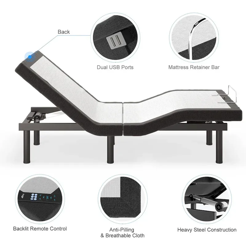 Massaging Zero Gravity Adjustable Bed with Wireless Remote