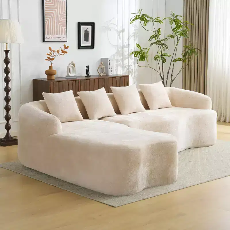 GDFStudio Belmont 104 Full Compression L-Shape Modular Chenille Upholstered Sectional Sofa