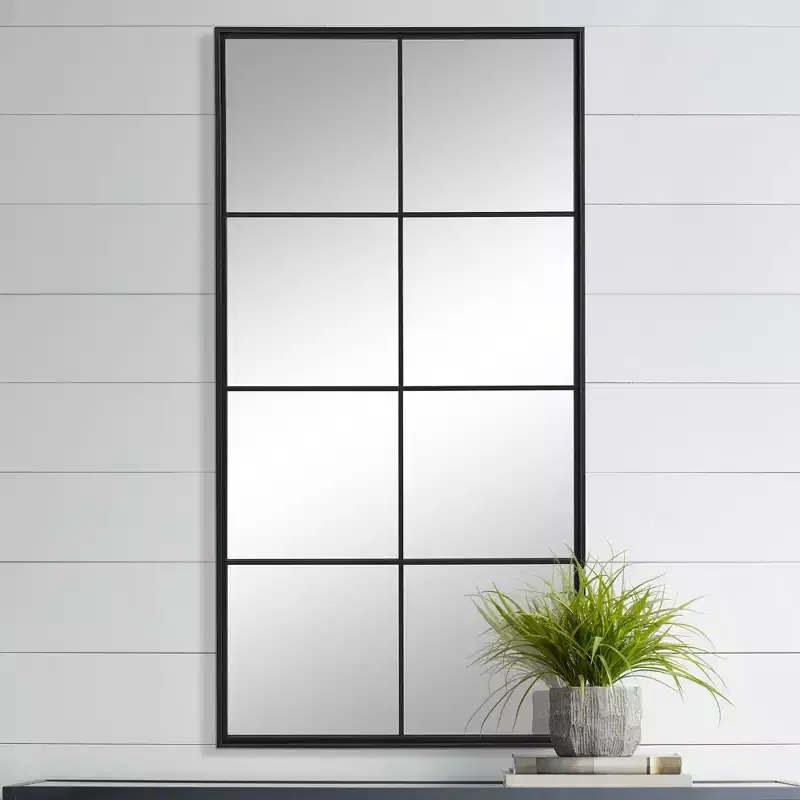 Uttermost Rousseau Wrought-Iron Black 30 x 60 Wall Mirror