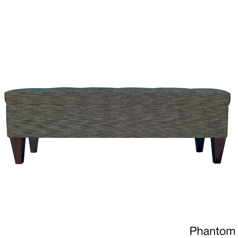 Espresso / Turquoise Tufted Upholstered Storage Bench Ottoman, Seats 2