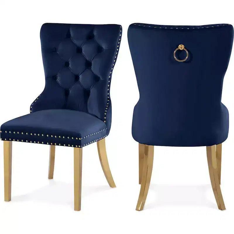 Meridian Furniture,Carmen Navy Velvet Dining Chairs, Set of 2