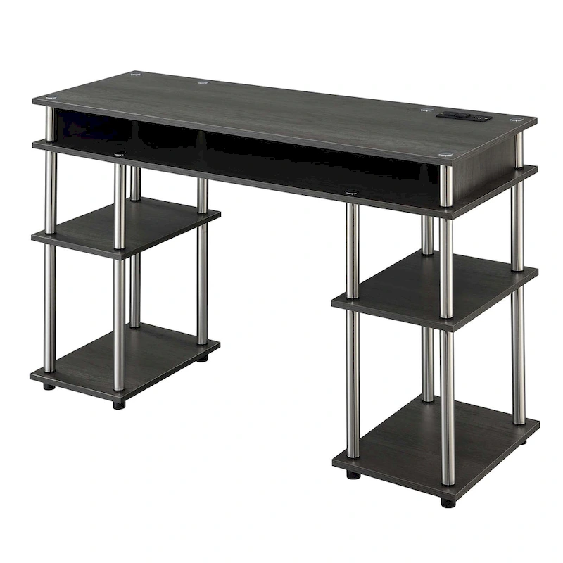 Convenience Concepts Designs2Go No Tools Student Desk with Charging Station and Shelves