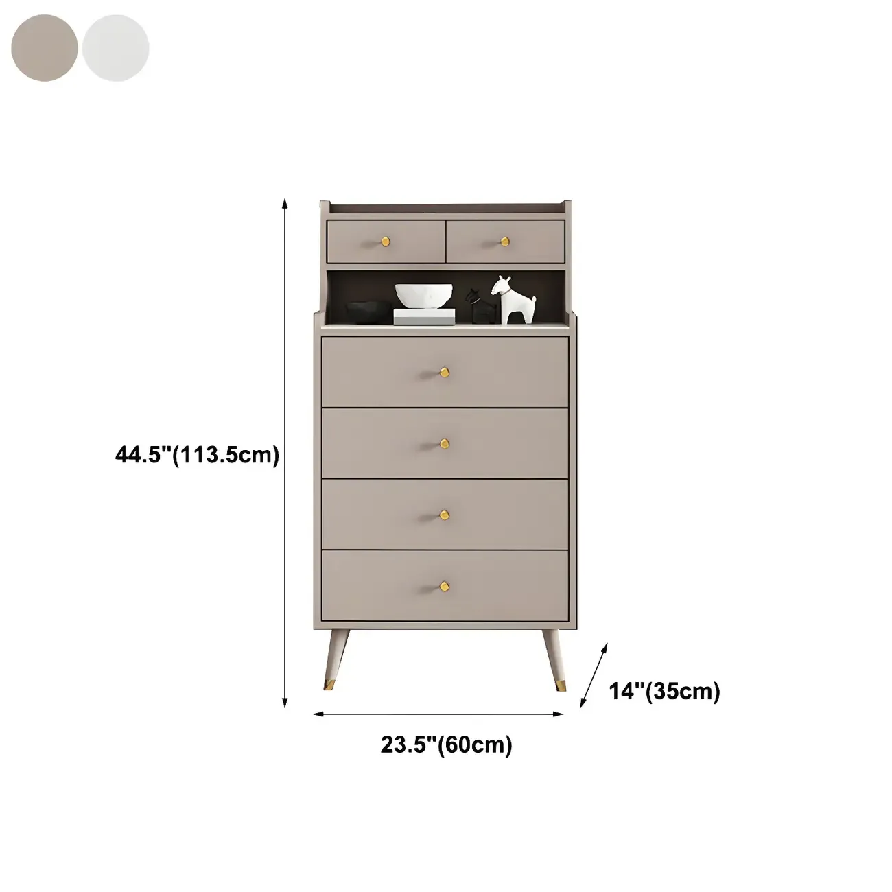 Modern Wooden Vertical Dresser with 6 Drawers