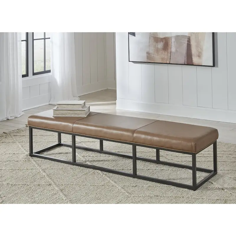 Signature Design by Ashley Joston Brown/Black Accent Bench - 70.87  W x 18.87  D x 15.75  H