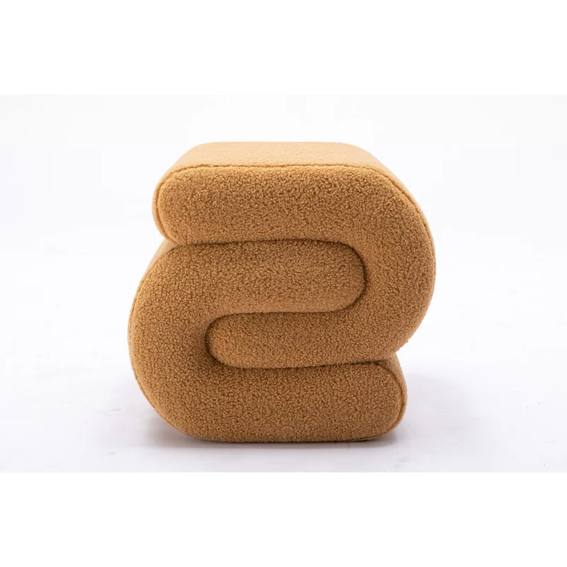 Modern S-shape Fabric Ottoman Makeup Stool Footstool