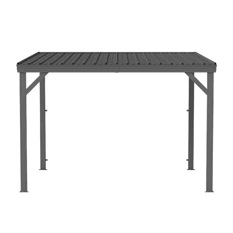 GDFStudio Spencer Patio Wall Mounted Galvanized Steel Pergola with Upgraded Drainage System