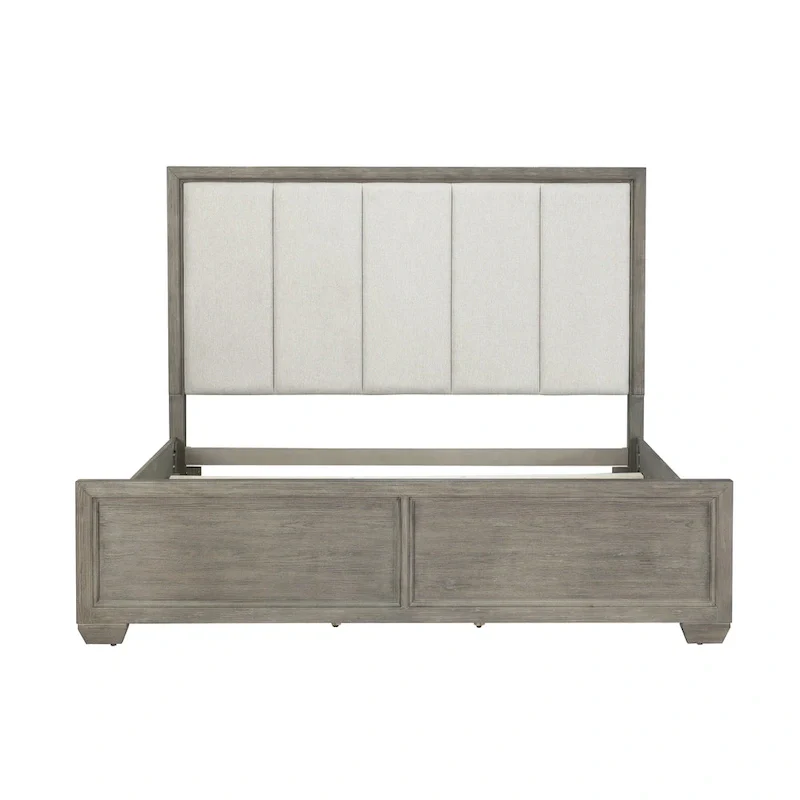Ennesley Gray Wood Bedroom Furniture with Upholstered Panel Bed