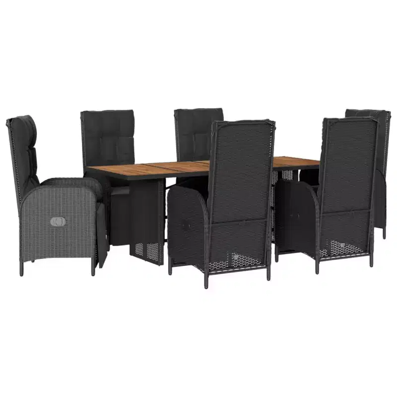 vidaXL Outdoor Dining Set with Cushions Poly Rattan