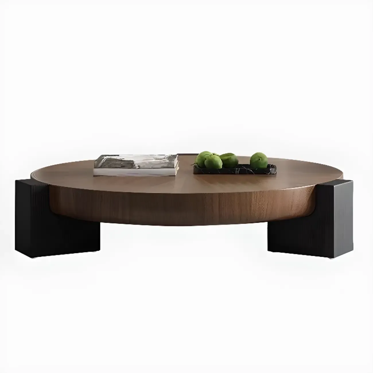 Modern Round Wooden Glass Top Coffee Table