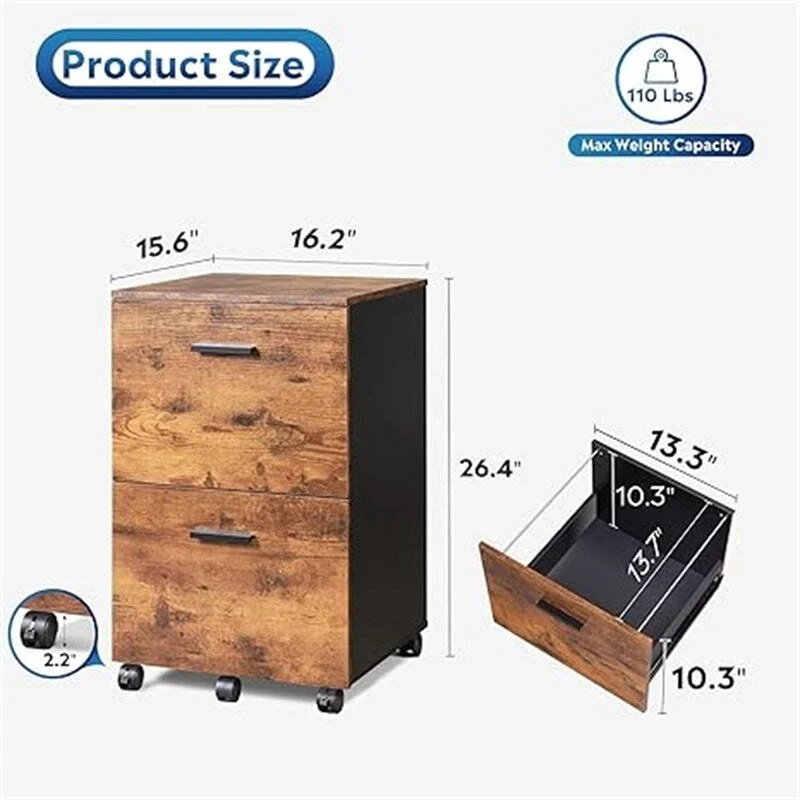 2 Drawer File Cabinet - 15.6 D x 16.2 W x 26.4 H