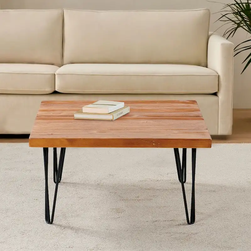 Greenage Wood End Table with Iron Legs