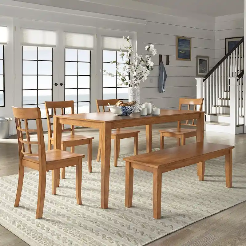 Wilmington II 60-Inch Rectangular Oak Finish Dining Set by iNSPIRE Q Classic