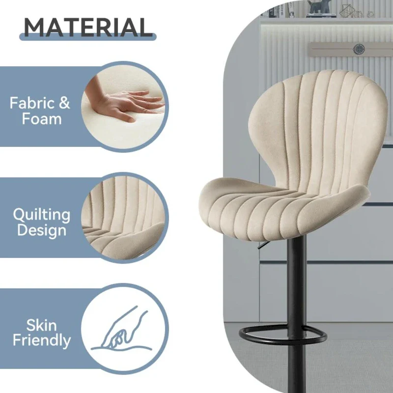 Modern Fabric Bar Stool with Iron Frame - 2 Pack