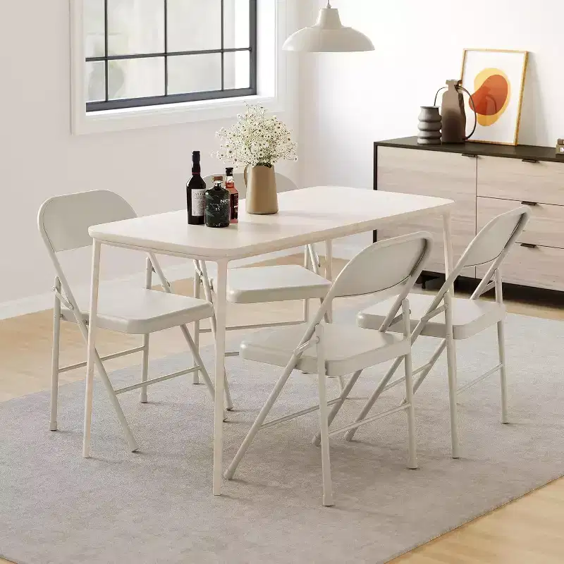 All-Steel Folding Chairs with Backrest, Heavy Duty Metal Foldable Dining Chair Hold Up to 350 LBS, for Office, Indoor & Outdoor Events