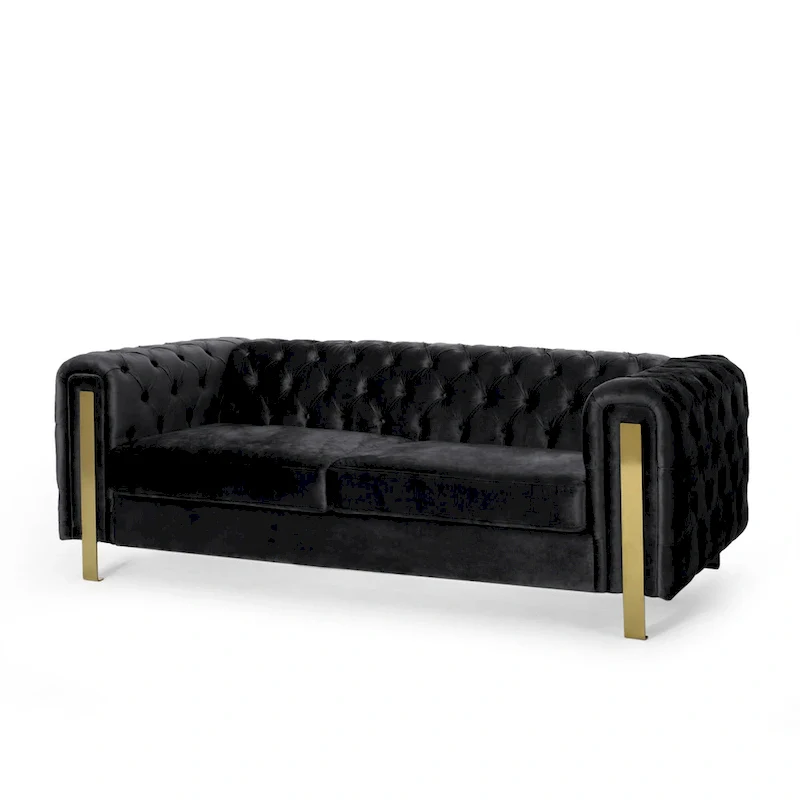 Keyser Modern Glam Tufted Velvet 3 Seater Sofa - 83.75  L x 34.50  W x 27.25  H