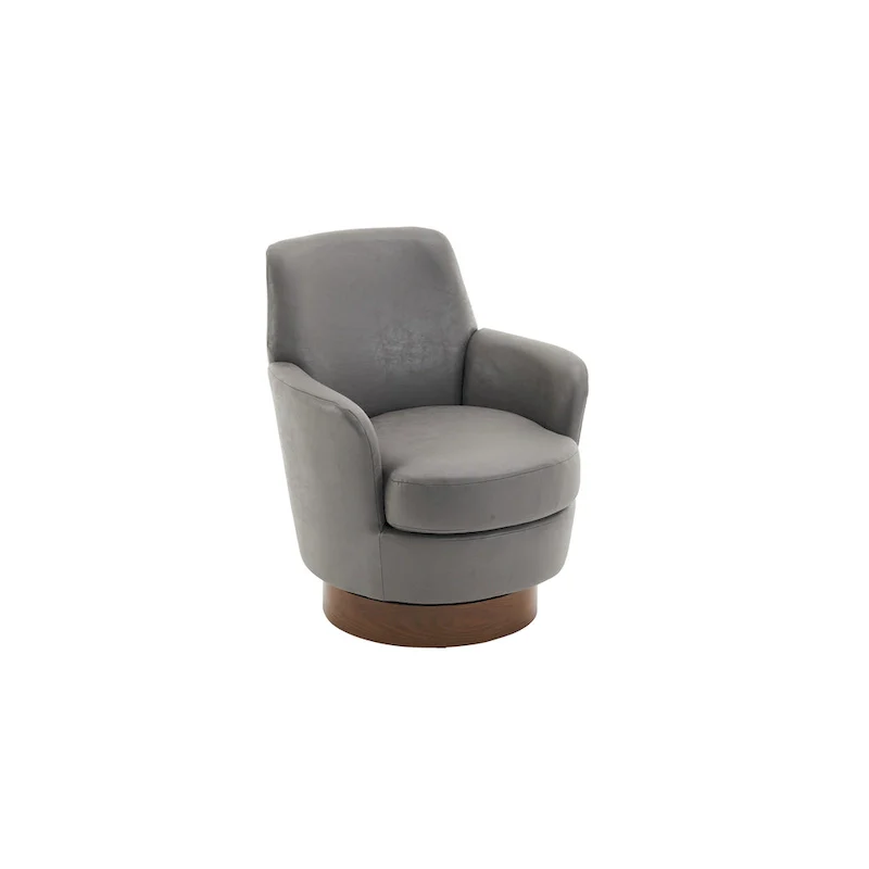 29.3 Upholstered Swivel Barrel Chair with Stainless Steel Base